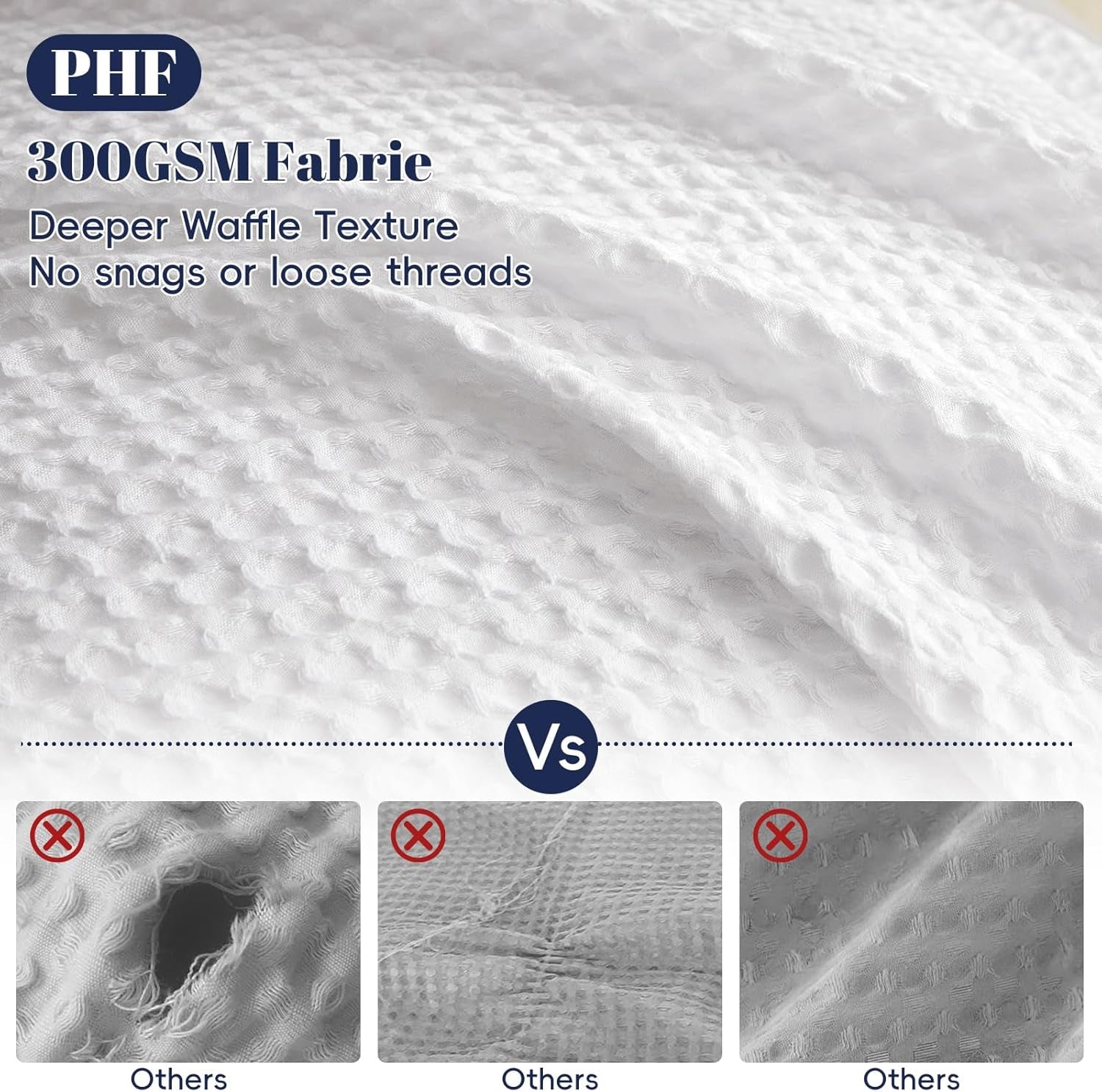 Waffle Weave Duvet Cover Set King Size, No Snagging Ultra Soft Luxury Textured Breathable Comforter Cover for All Season 3Pcs, Durable Bedding Duvet Set with 2 Pillow Shams, 104"X90", White
