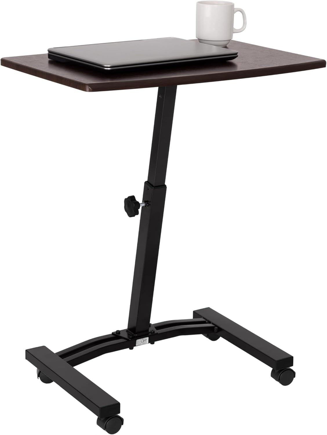 WEB162 Mobile Laptop Computer Desk Cart Height-Adjustable from 20.5" to 33", Slim, Walnut