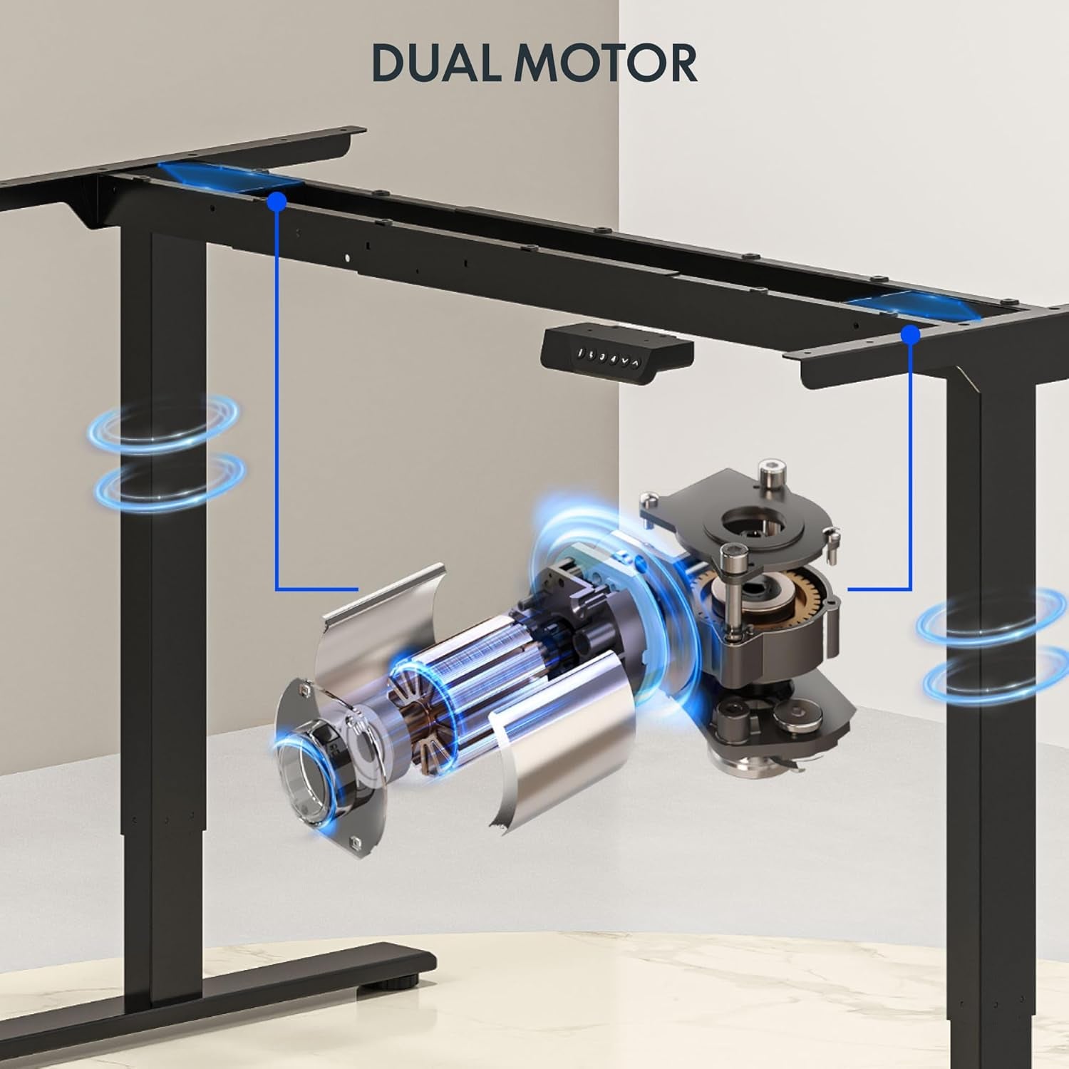 71X32 Inch Large Dual Motor Electric Standing Desk, Black - Computer Desk with Memory Controller, Home Office Desk with Splice Board