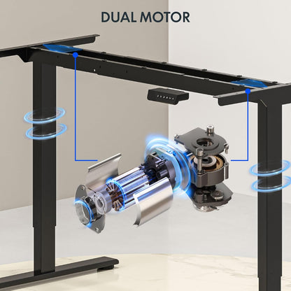 71X32 Inch Large Dual Motor Electric Standing Desk, Black - Computer Desk with Memory Controller, Home Office Desk with Splice Board