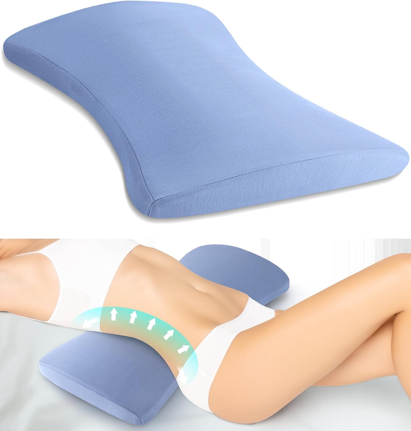 Lumbar Support Pillow for Bed Relief Back Pain: Lower Back Pillow for Sleeping - Memory Foam Waist Pillow - Back Wedge Bolster Pillow for Side, Back&Stomach Sleepers - Bed Rest Pillow for Car, Sofa