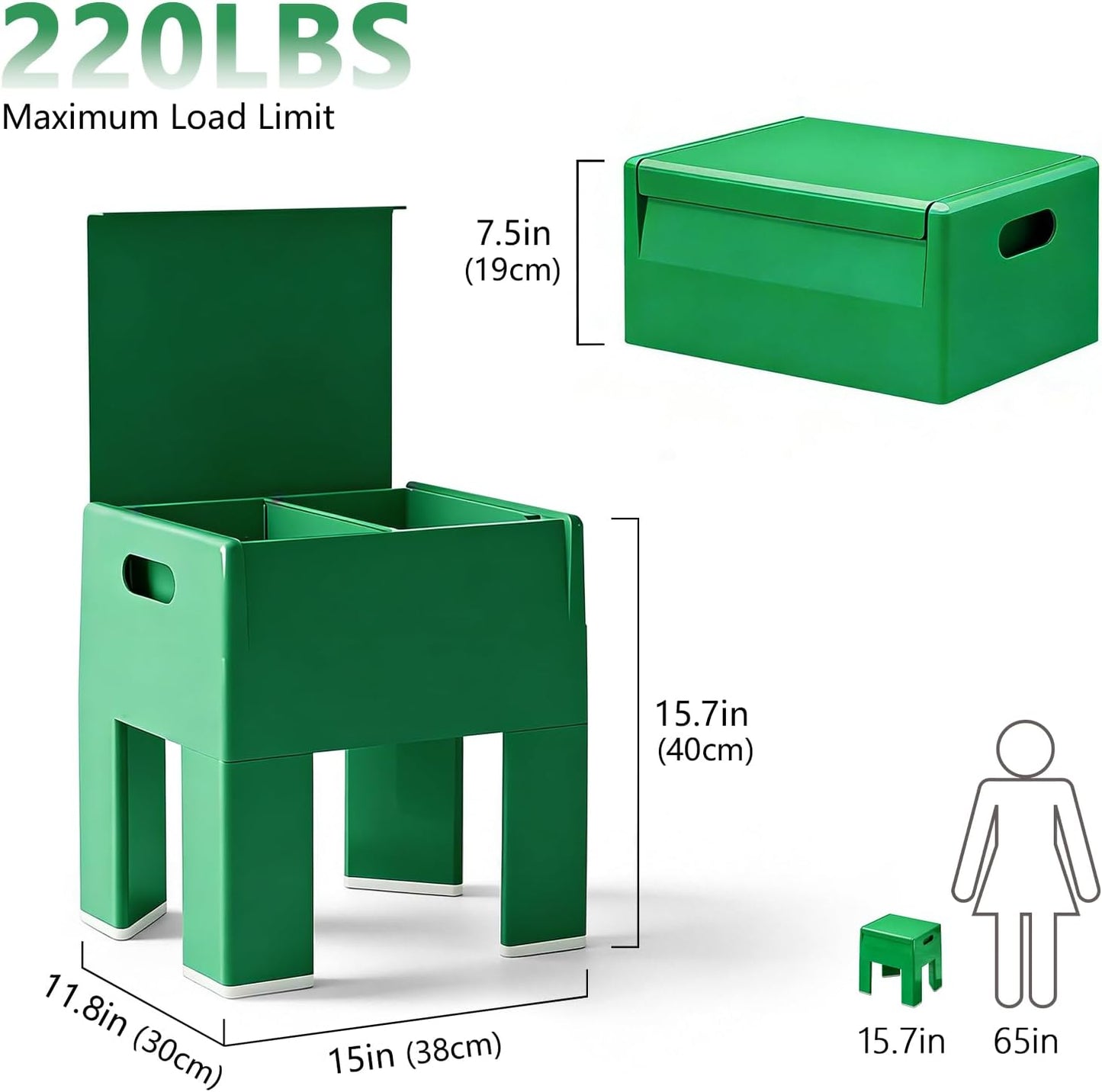 Nightstand Bedside with Storage Space, Multifunctional Colorful Plastic End Table Small Side Table for Bedroom, Dorm and Small Spaces, Easy Assembly(11.8" D X 15" W X 15.7" H, Green)