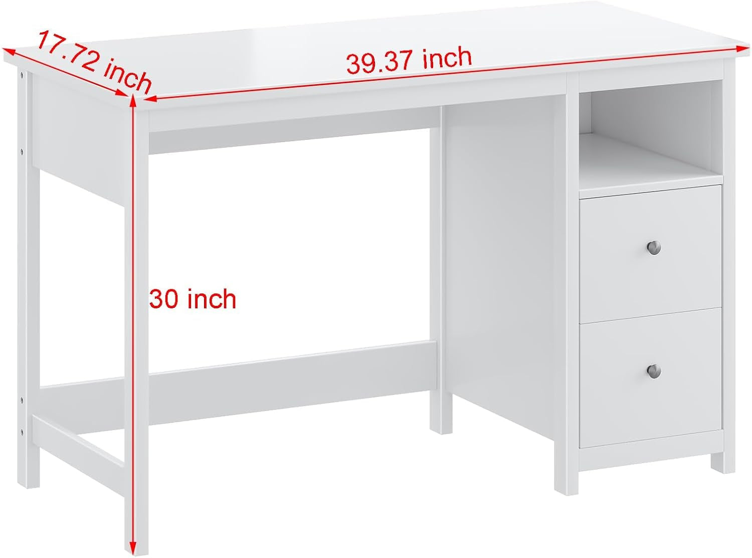 White Desk with Drawers,Modern Small Computer Desk for Home Office, Makeup Vanity Desk Dressing Table for Bedroom,Filing Cabinet Writing Table PC Desks for Study (White, 39.3")