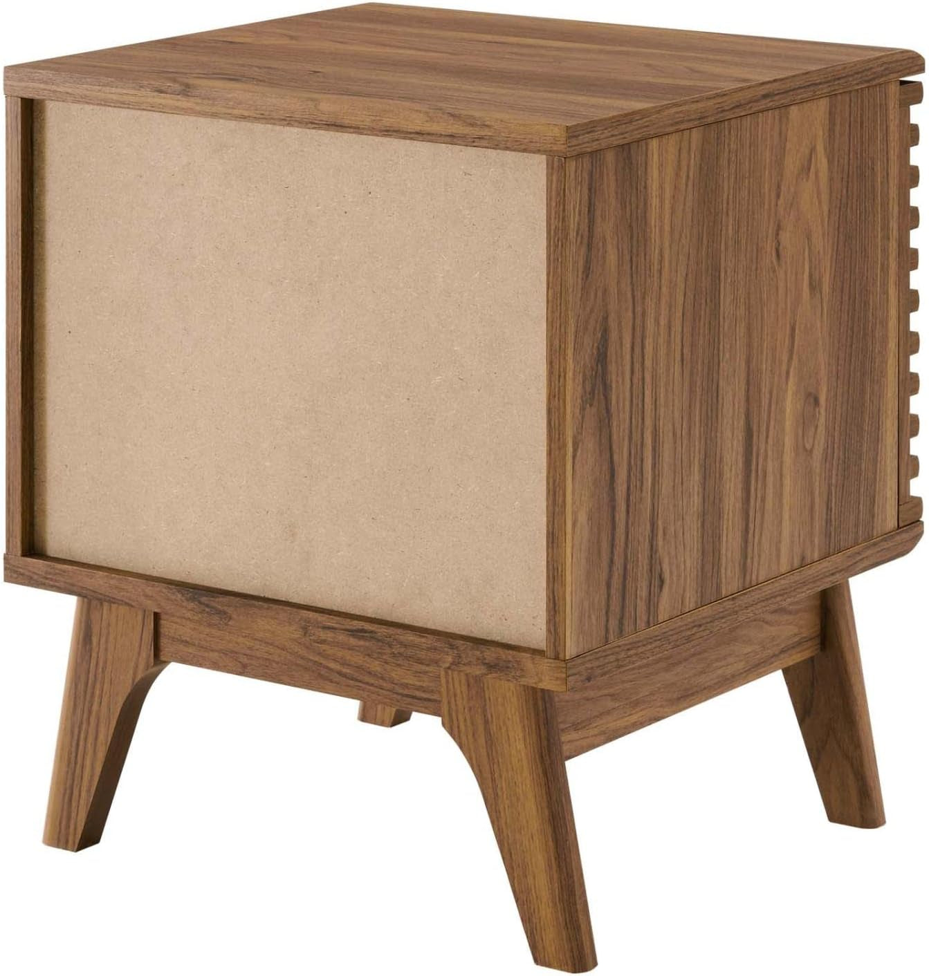 Render Mid-Century Modern 19" Vinyl Record Display Stand in Walnut, 19 Inch