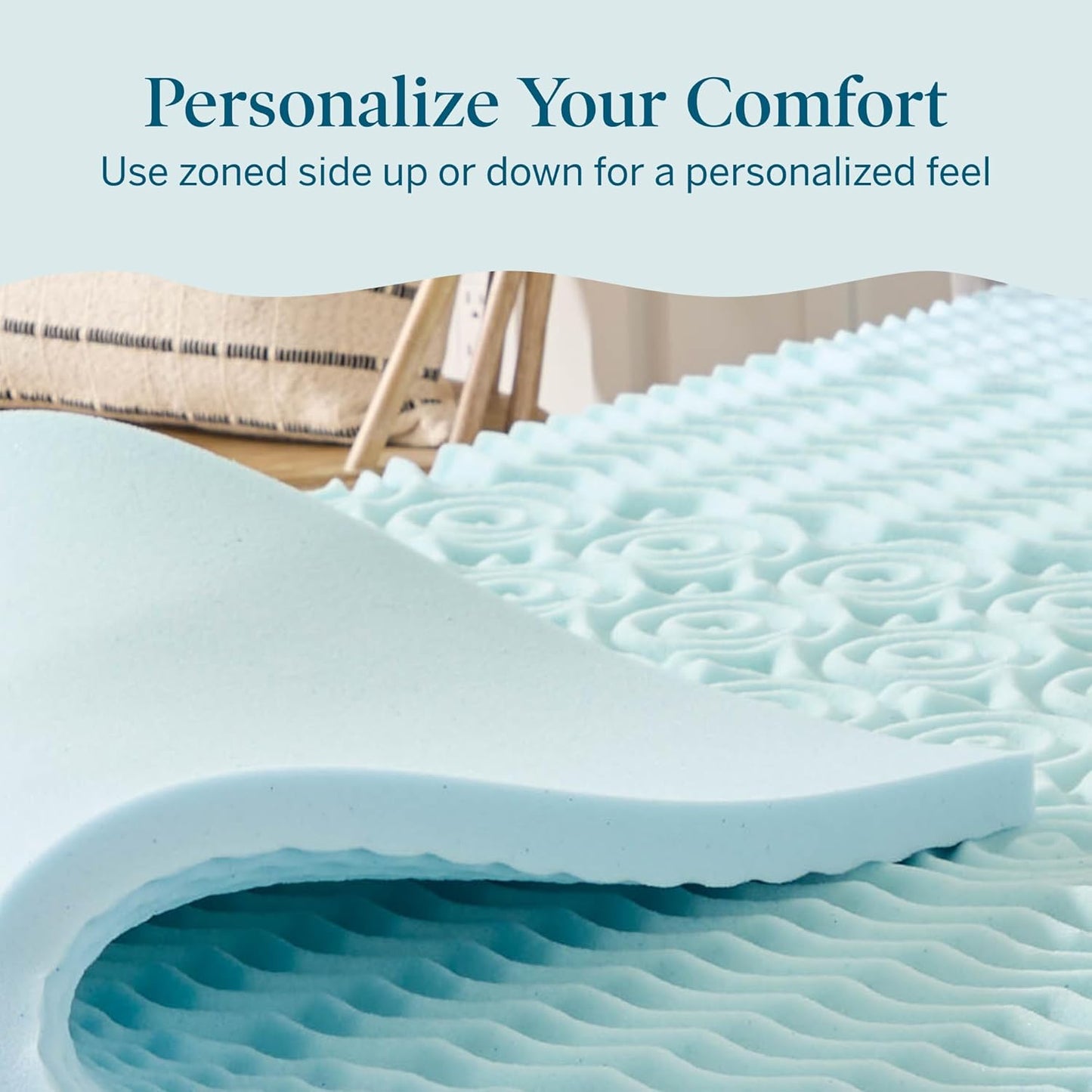 Gel Infused Memory Foam Mattress Topper – 2 Inch Mattress Topper – 5 Comfort Zones Relieve Pressure – Certipur-Us Certified Foam - Queen