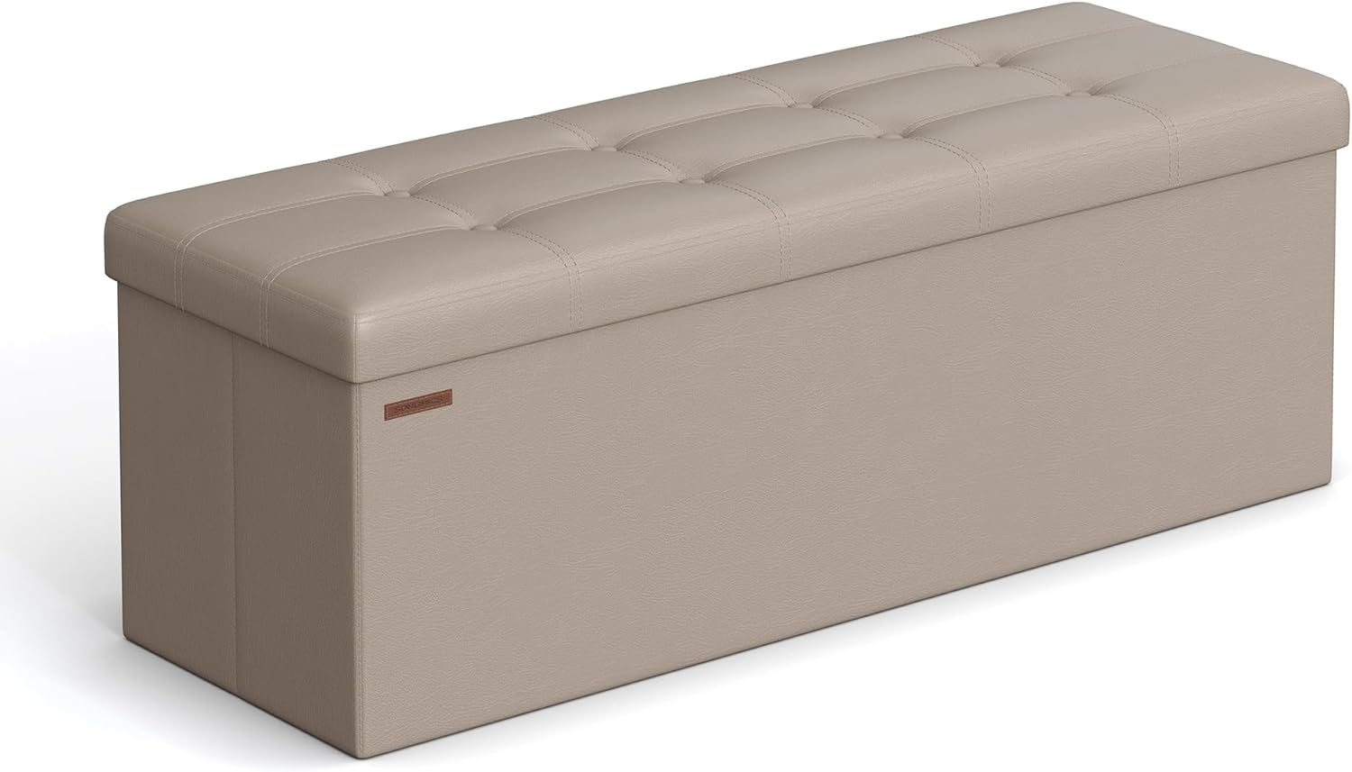 MAZIE Collection - 43 Inches Folding Storage Ottoman Bench, Ottoman with Storage, Foot Rest Stool, Load 660 Lb, for Living Room, Synthetic Leather, Black ULSF701