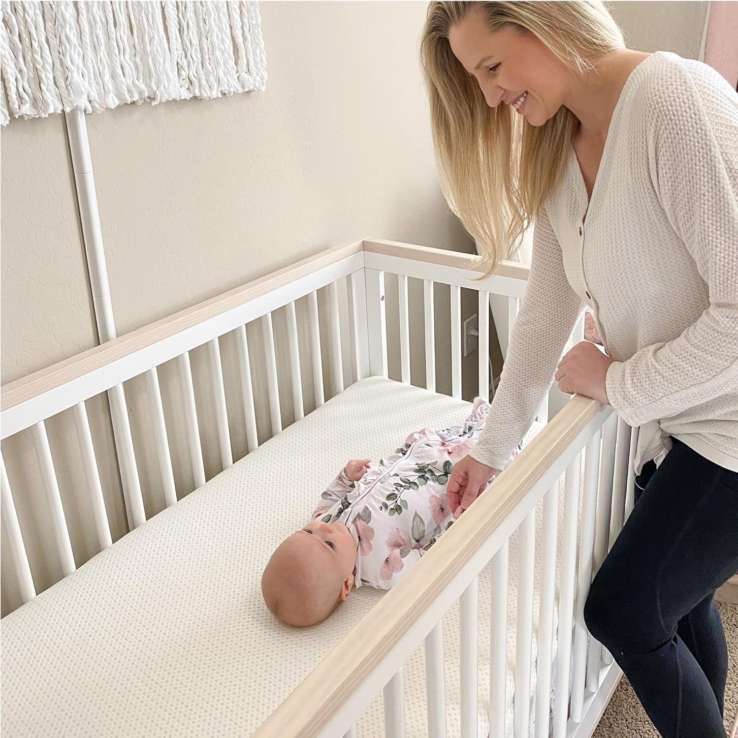 Essential Crib Mattress - Safe, Ultra-Breathable & Machine Washable Infant Crib Mattress, Removable Cover, Thick Cushion - White