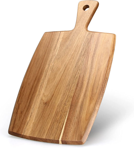 Best Acacia Wood Cutting Board with Handle Wooden Charcuterie Board Kitchen Chopping Boards for Bread Meat Cutting Boards Fruit Cheese Serving Board Butcher Block Carving Board, 17" X 10"