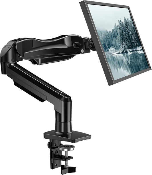 Single Monitor Mount, 13 to 32 Inch Monitor Arm, Adjustable Monitor Stand, Vesa Mount with Clamp and Grommet Base - Fits 4.4 to 19.8Lbs LCD Computer Monitors