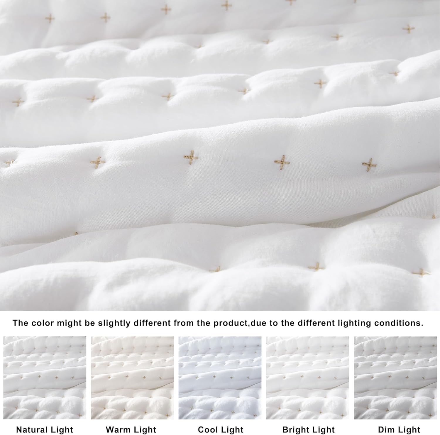 White King Size Quilt Bedding Sets with Pillow Shams, Lightweight Soft Bedspread Coverlet, Quilted Blanket Thin Comforter Bed Cover, All Season Summer Spring, 3 Pieces, 104X90 Inches
