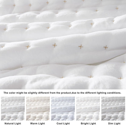 White King Size Quilt Bedding Sets with Pillow Shams, Lightweight Soft Bedspread Coverlet, Quilted Blanket Thin Comforter Bed Cover, All Season Summer Spring, 3 Pieces, 104X90 Inches