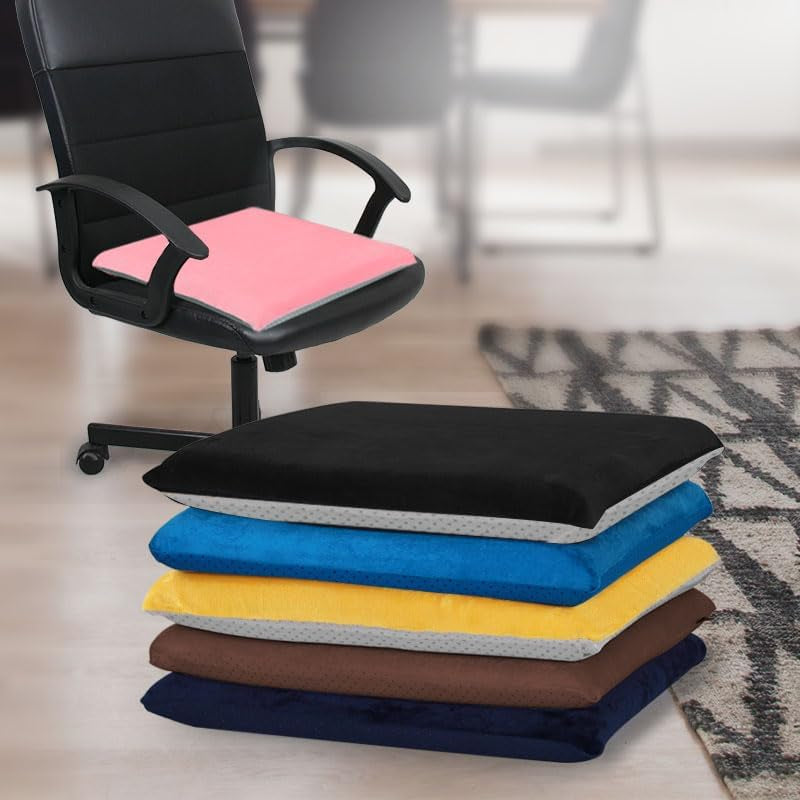 Square Chair Seat Cushion Memory Foam Chair Cushion for Kitchen, Dining,Office or Car 18X18 in Black