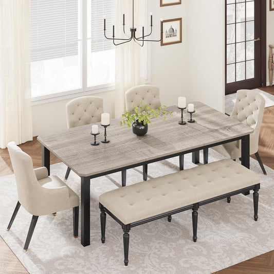 78.7 Inch Long Kitchen Table for 6-8, Dining Room Table for Kitchen Living Room, Large Rectangular Dinner Tables, Industrial Indoor Restaurant Tables with Sturdy Metal Frame(Only Table)