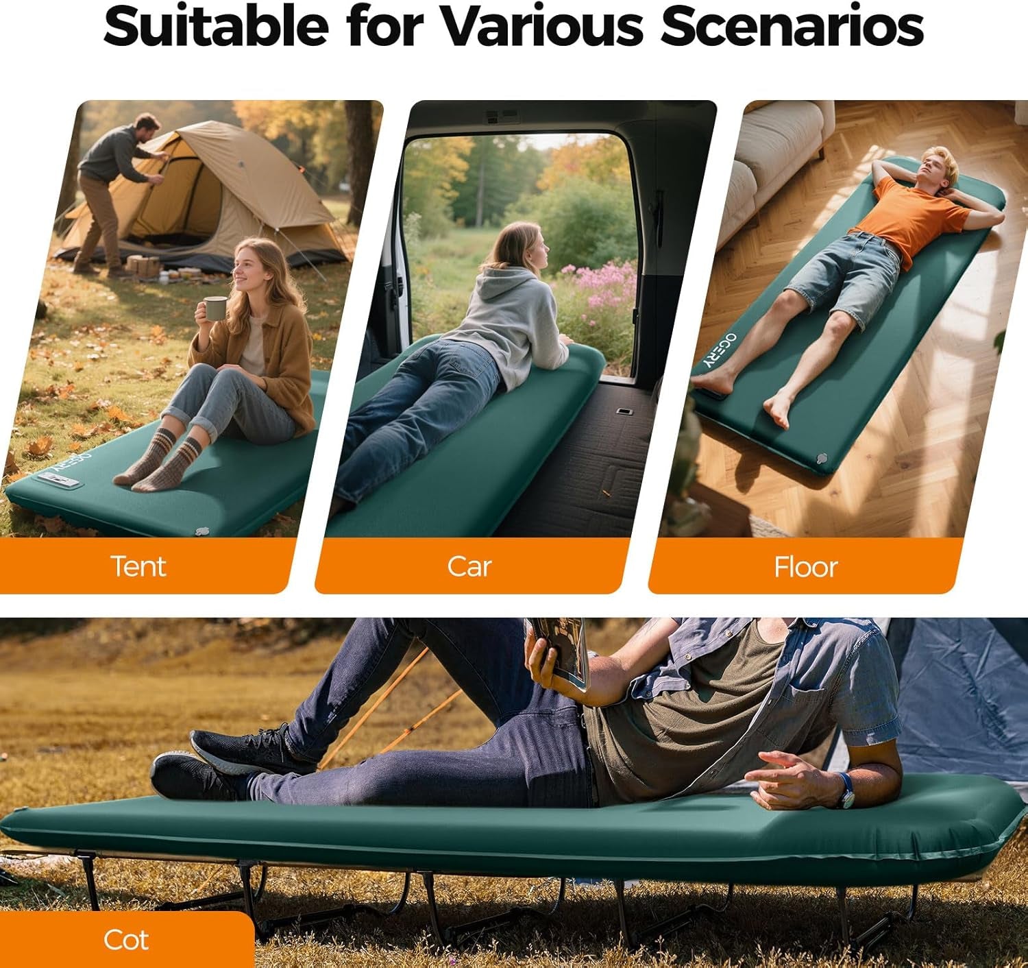 Self Inflating Sleeping Pad with Electric Pump, 3.15" Ultra-Thick Memory Foam Camping Pad, 4 Season Camping Mattress Pad with Built-In Pillow, Camping Essentials Gear for Tent Travel Car