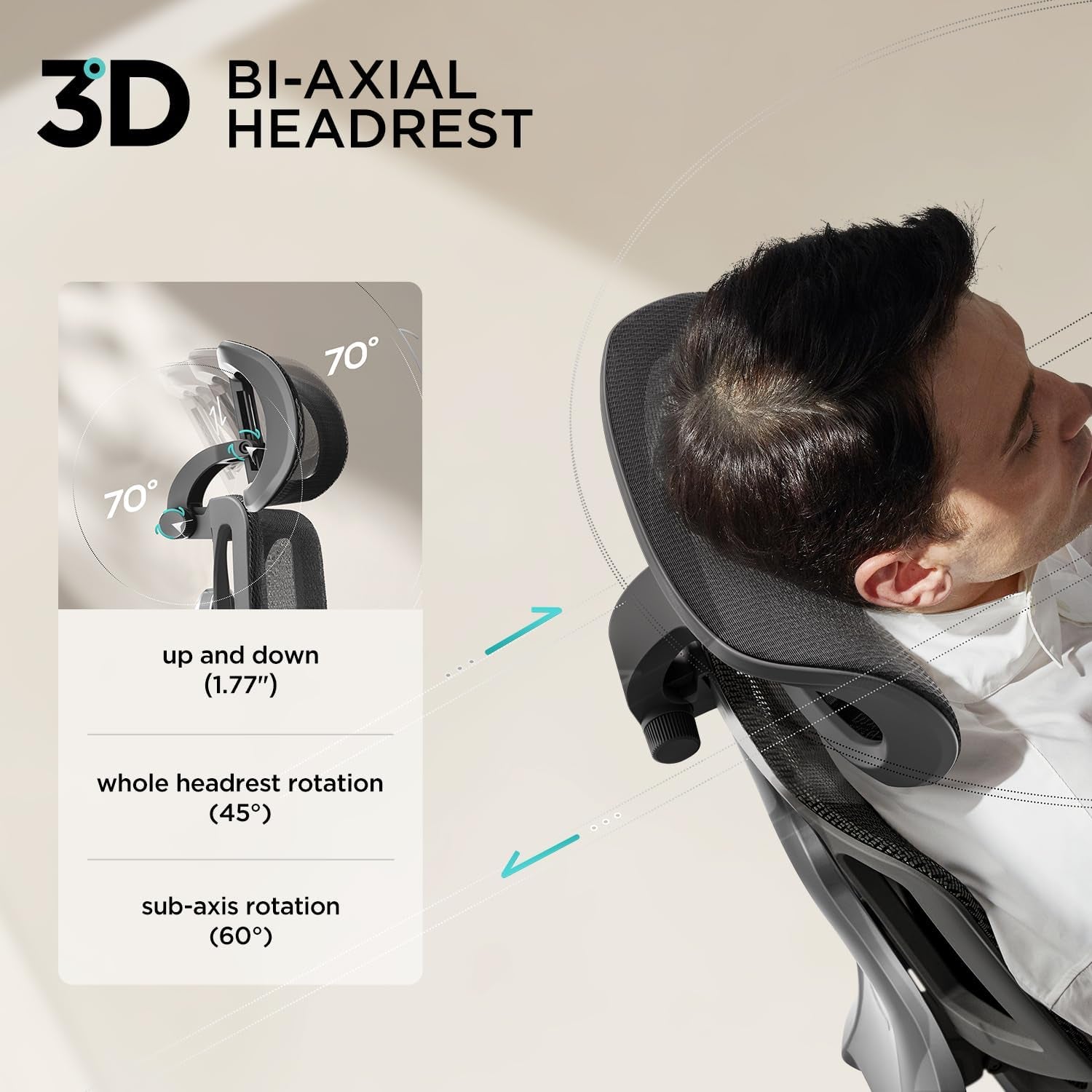 E3 Air Ergonomic Office Chair, Big and Tall Office Chair - with 3-Zone Dynamic Lumbar Support, 3D Adjustable Headrest, 3D Adjustable Armrests, Swivel, Black(No Footrest)