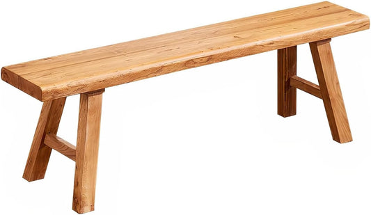 Farmhouse Solid Wood Bench: Long Rustic Indoor Narrow Wooden Bench for Entryway,Living Room, Dining Room,End of Bed,Hallway (47" Lx10 Wx18 H)