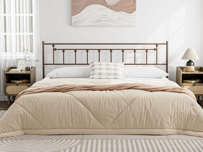 Metal King Size Headboard, Victorian Farmhouse Style Headboard, Easy Assembly, Steel King Headboard Only for Bedroom - Brown