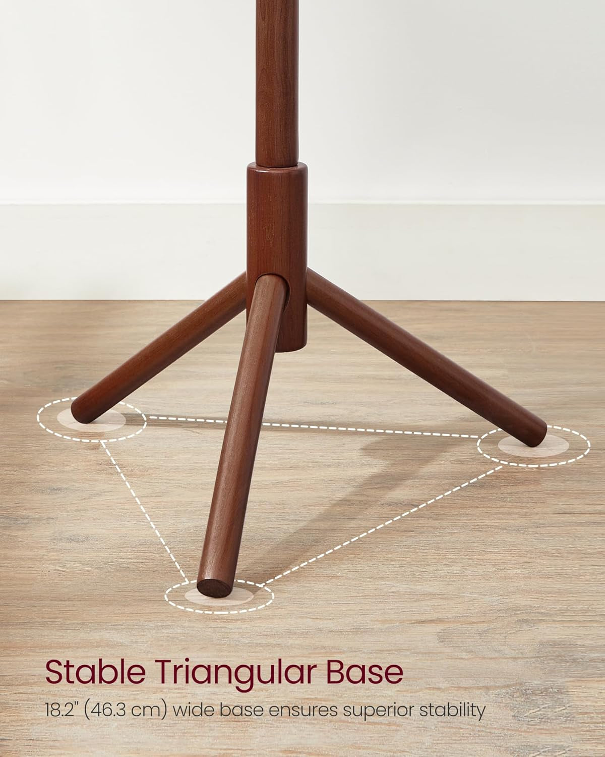 Solid Wood Coat Rack, Free Standing Tree-Shaped Coat Rack with 8 Hooks, 3 Height Options, for Clothes, Hats, Bags, Living Room, Bedroom, Home Office, Dark Walnut URCR01WN