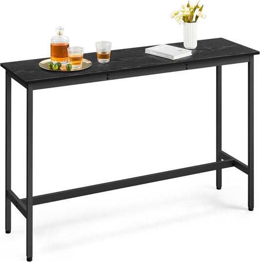 Bar Table, Narrow Long Kitchen Dining Table, Sturdy Metal Frame, Industrial, 15.7 X 55.1 X 35.4 Inches, Ebony Black and Ink Black ULBT140B56