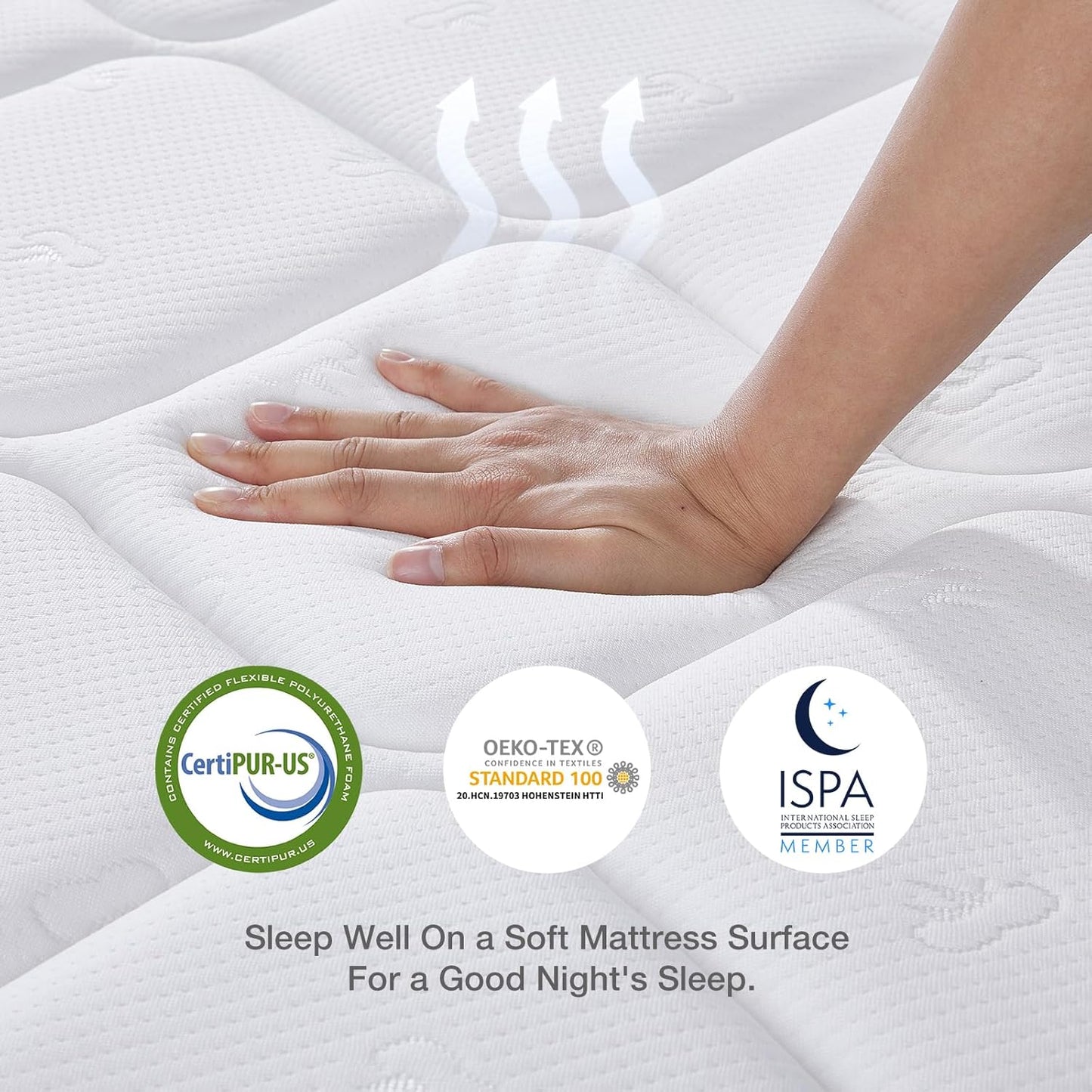Twin Mattress, 10 Inch Twin Hybrid Mattress for Kids, Pocket Innerspring Pillow Top Mattresses for Motion Isolation, Pressure Relief & Edge Support, Medium Firm Feel