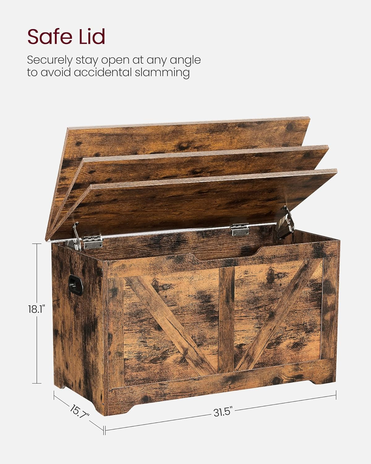 Storage Chest, Storage Trunk with 2 Safety Hinges, Storage Bench, Shoe Bench, Farmhouse Style, 15.7 X 31.5 X 18.1 Inches, for Entryway, Bedroom, Living Room, Cloud White ULSB062T14