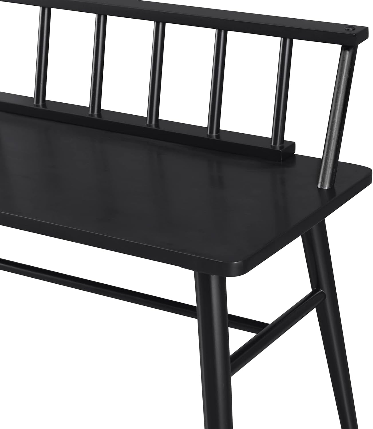 Lennon Boho Solid Wood Low Spindle-Back Bench, 47 Inch, Black