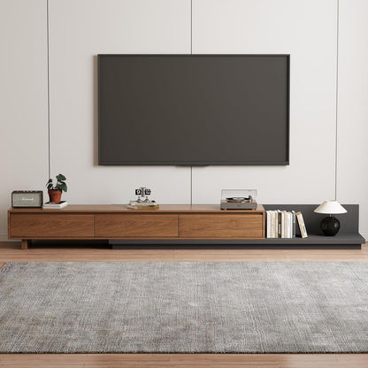 Adjustable TV Stand with 3 Drawers - Mid-Century Modern Extendable Entertainment Center for Living Room or Bedroom(78.7–130"), Stylish Walnut Media Console