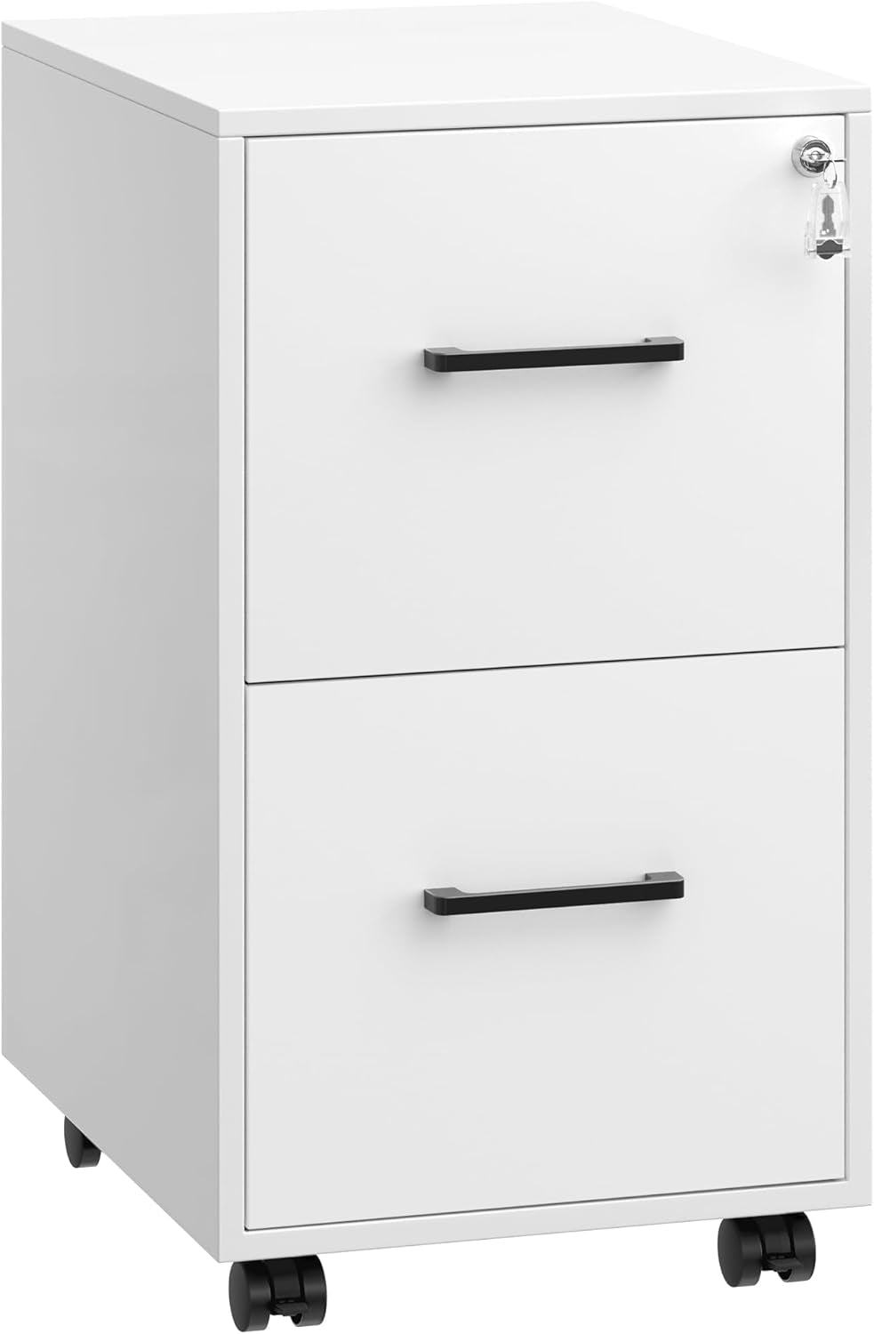 File Cabinet, Pre-Assembled except Wheels and Handles, Office Filing Cabinet with Lock, for A4, Legal, Letter Sized Documents, 17.7 X 14.4 X 23.6 Inches, Rustic Brown and Black UOFC110B01V1