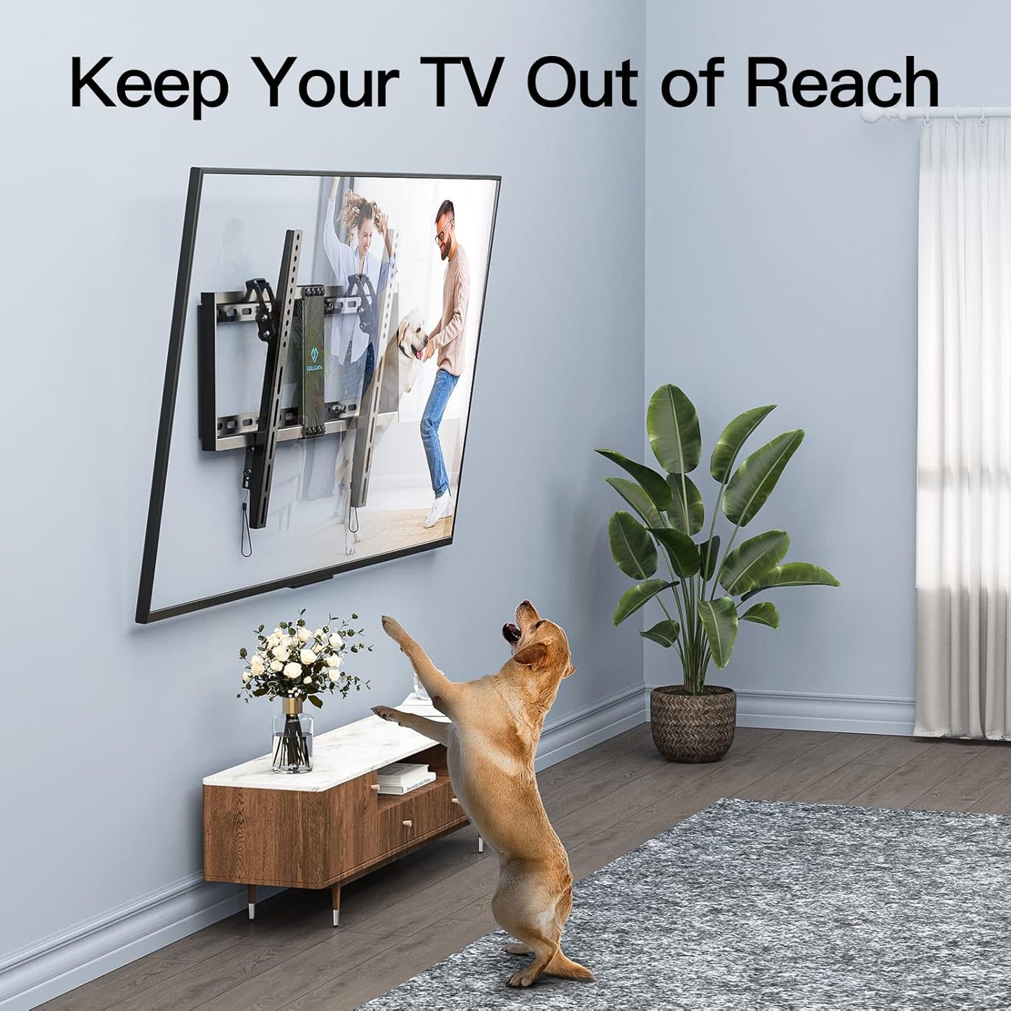 UL Listed TV Mount for Most 37-82 Inch TV, Universal Tilt TV Wall Mount Fits 16”- 24” Wood Stud with Loading 132 Lbs & Max VESA 600X400Mm, Low Profile Flat Wall Mount Bracket PSLTK1