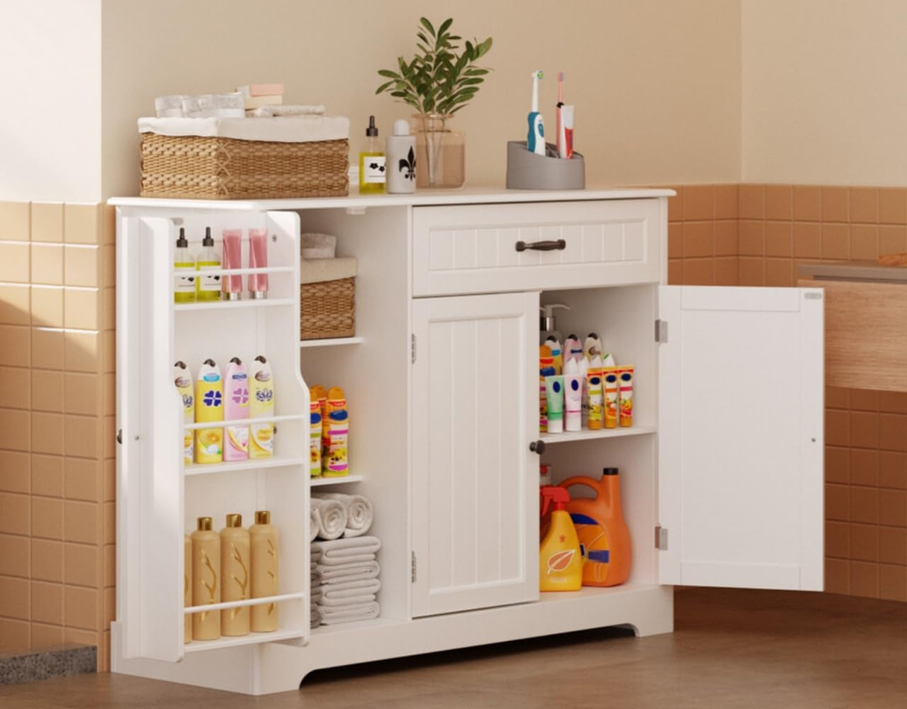 Kitchen Sideboard Buffet Cabinet with Storage Small Coffee Bar Cabinet with Drawer, Kitchen Pantry Storage Cabinet with Door and Shelves for Bathroom and Living Room