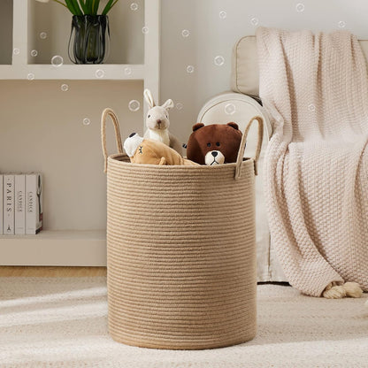 Jute Rope Laundry Hamper Basket by , 58L Tall Laundry Basket, Baby Nursery Hamper for Blanket Storage for Bedroom-Large-Jute