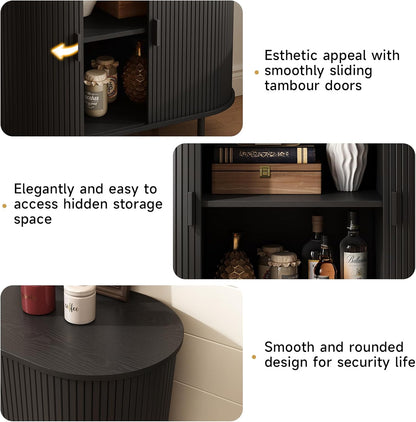31.5" Sideboard Buffet Cabinet with Storage, Storage Cabinet with Sliding Door & Adjustable Shelf, Modern Accent Coffee Bar Console Table for Kitchen, Entryway, Black