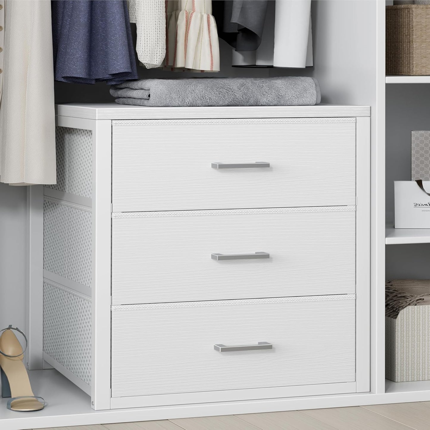 Closet Drawers White 3 Drawer Dresser for Closet Organizers and Storage Bedroom Dorm Modern