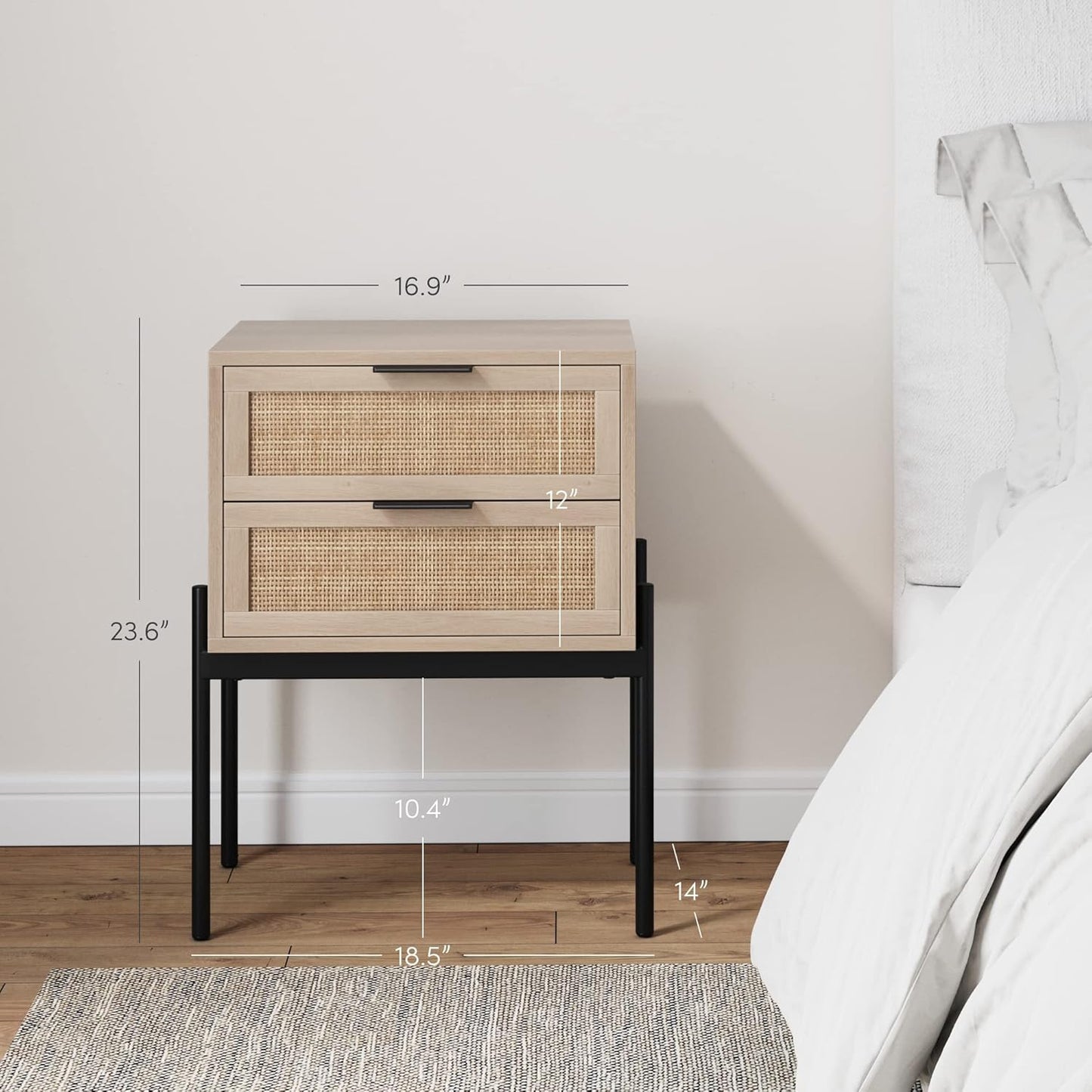 Modern Nightstand, End, Bedside or Side Table with Storage for Living Room or Bedroom