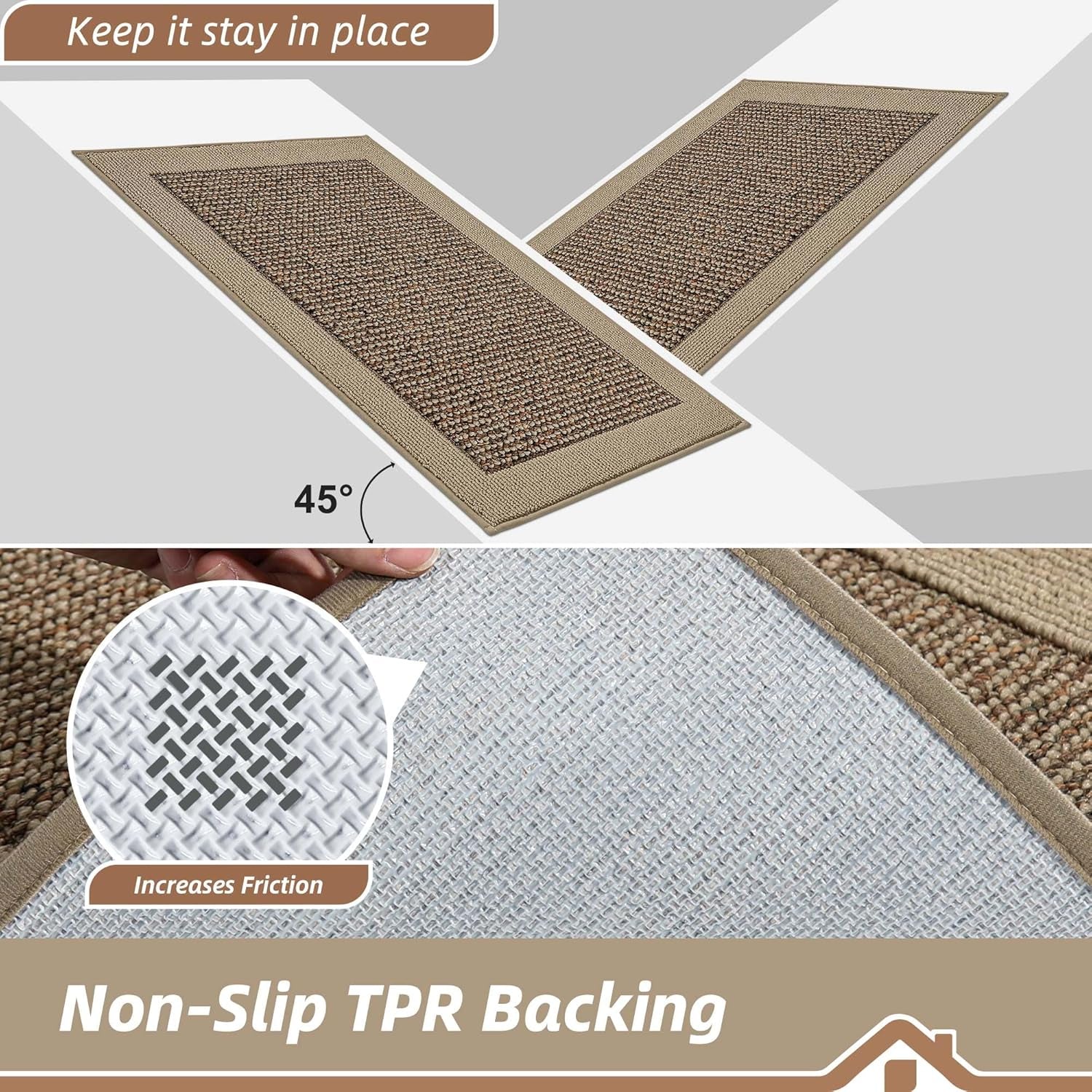 Indoor Door Mat 32" X 48", Dirt Trapper Door Mats Non-Slip Entryway Rugs Washable, Resist Dirt Absorbent Welcome Mat, Low Profile Floor Mats for Front Back Door and Entryway, Taupe