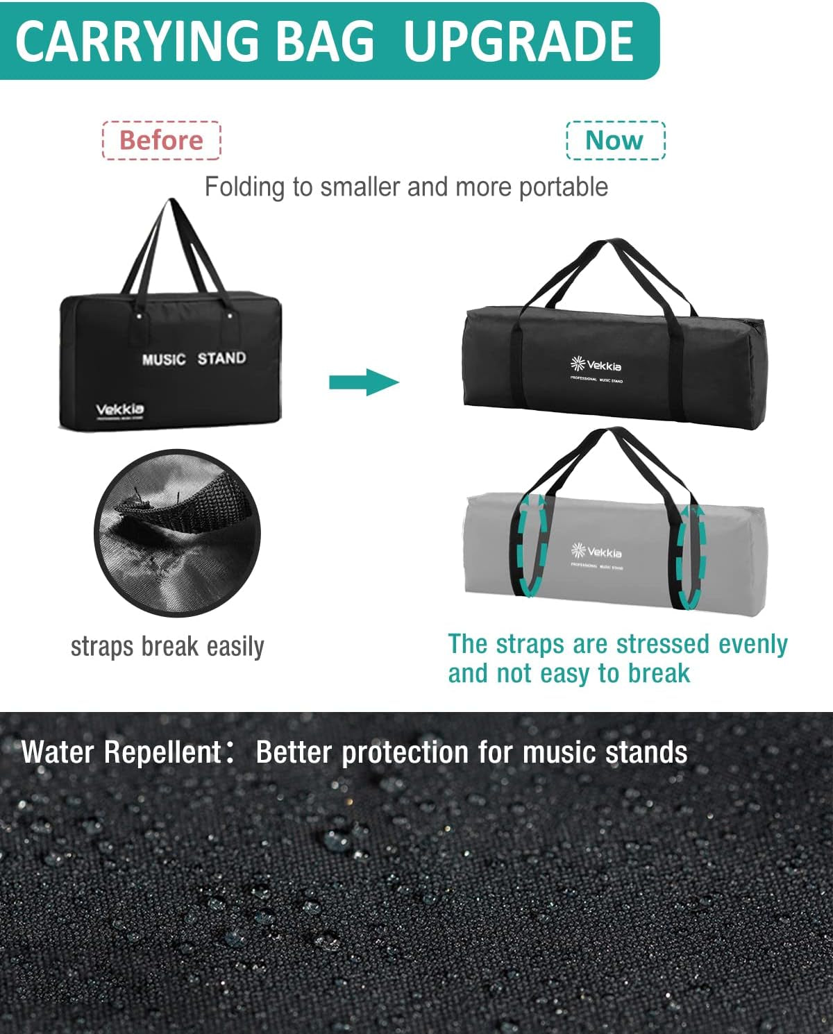 Professional Portable Sheet Music Stand - Folding Adjustable Holder, with Carrying Bag, Sturdy for Instrumental Performance, Band & Travel