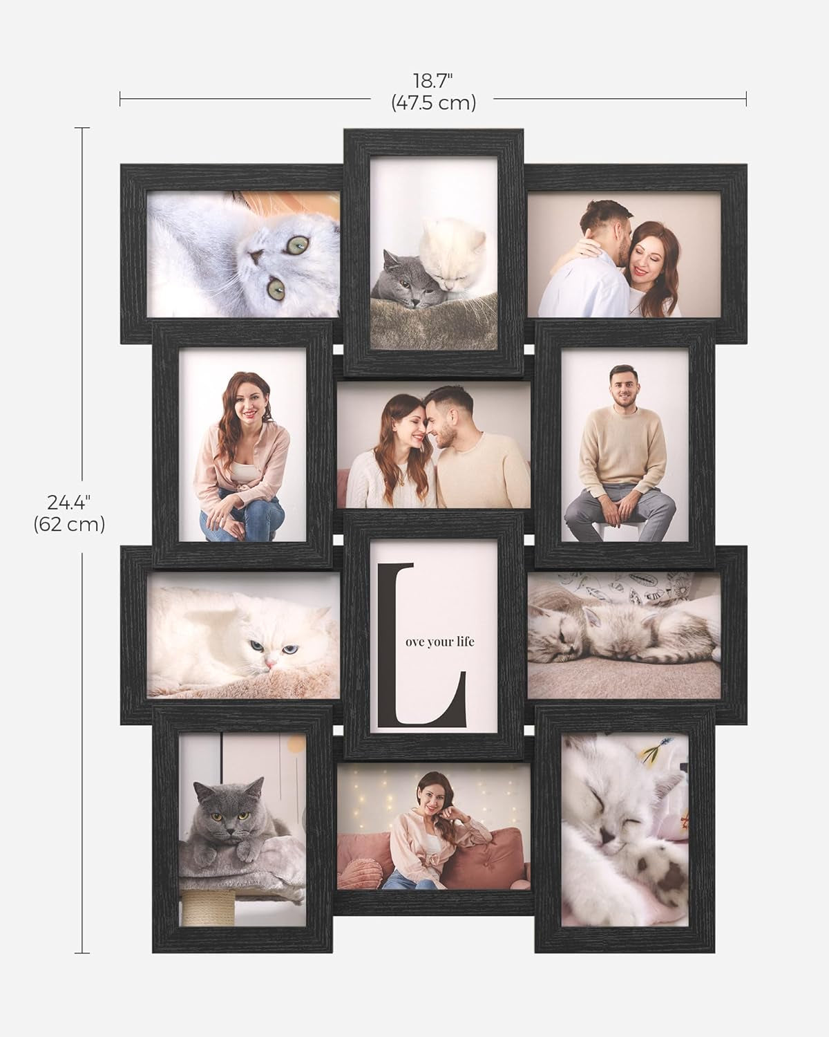 Collage Picture Frames, 4X6 for Wall Decor Set of 12, Multi Family Photo for Gallery Decor, Hanging Display, Assembly Required, Ink Black URPF26BK
