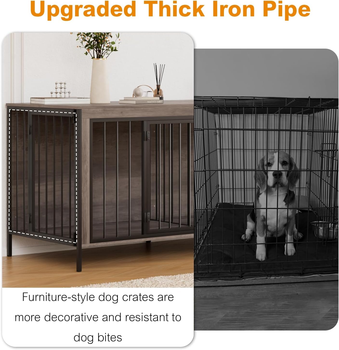 Dog Crate Furniture for 2 Dogs, 78" Double Dog Kennel Furniture Indoor for Large Dogs, XXL Wooden Furniture Dog Crate with Divider, Dog Kennel Dog Crates TV Stand, Grey