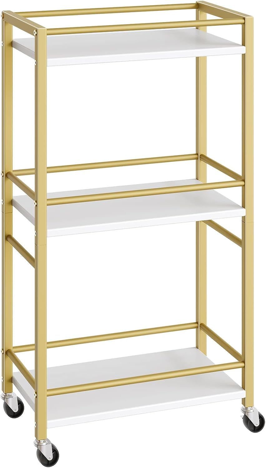 Bar Cart for the Home, 3-Tier Drink Cart on Wheels, Home Bar Serving Cart, Mini Bar Cart for Small Space, Rolling Kichen Carts for Bar, Kitchen, Dining Room, Gold RCJW4001