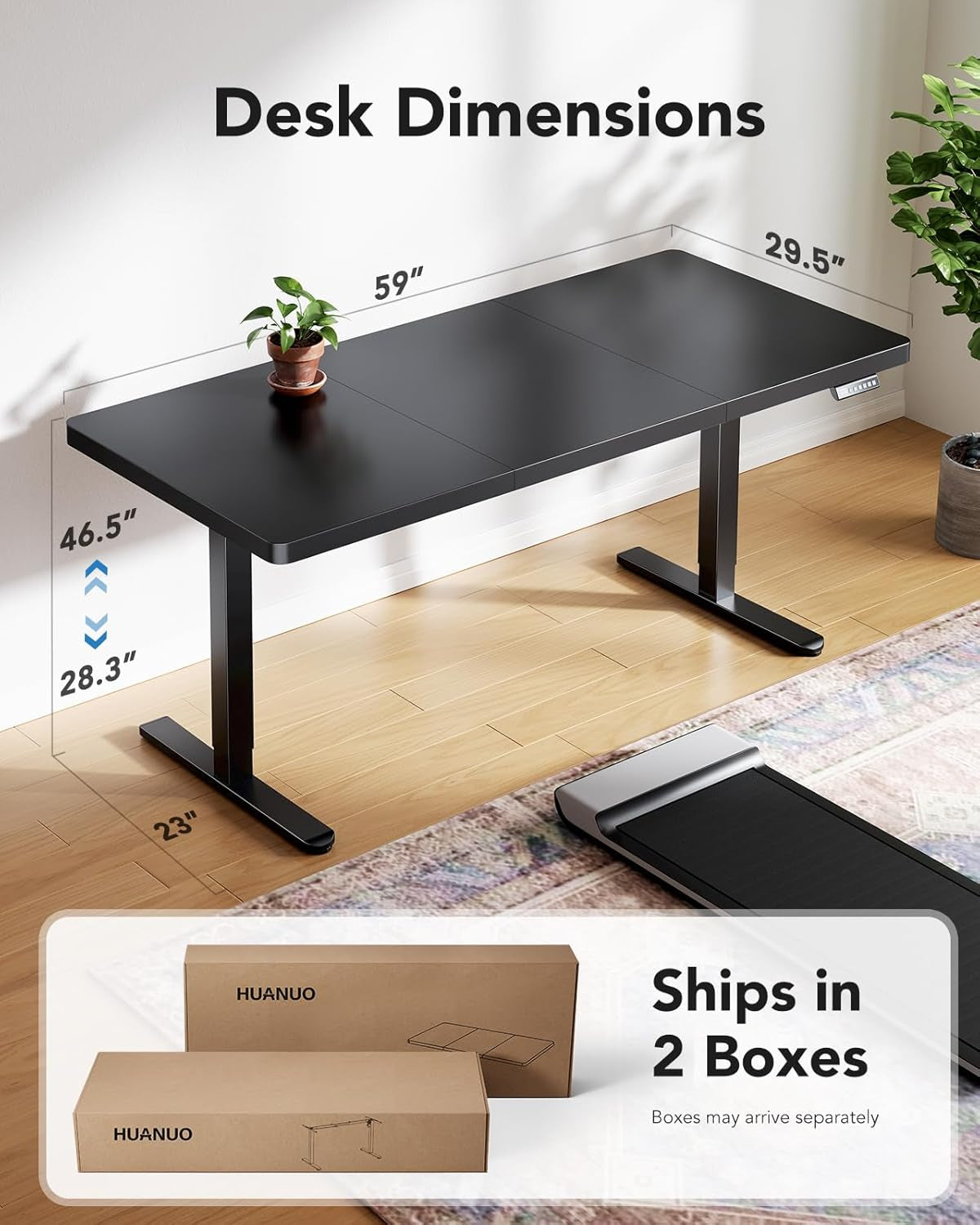 60 X 30 Inch Large Standing Desk, Powerful Brushless Motor Large Height Adjustable Table, 4 Memory Preset Stand up Work Station Sit Stand Desk, Home Office with Thick T-Shaped Frame
