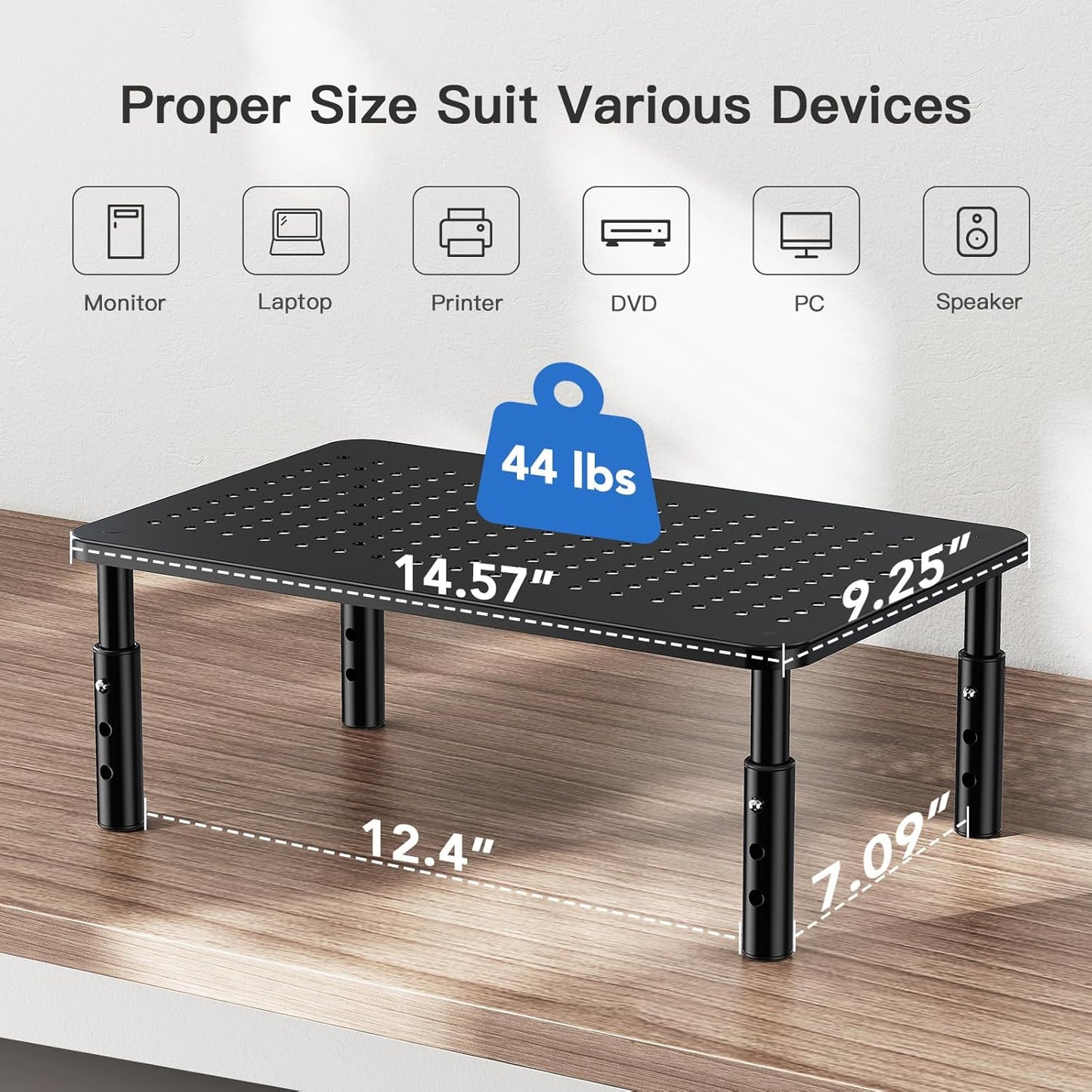 Monitor Stand for Desk, Computer Monitor Stand Height Adjustable, Monitor Riser for 2 Monitors, Laptop Stand for Desk, 2 Pack, Black