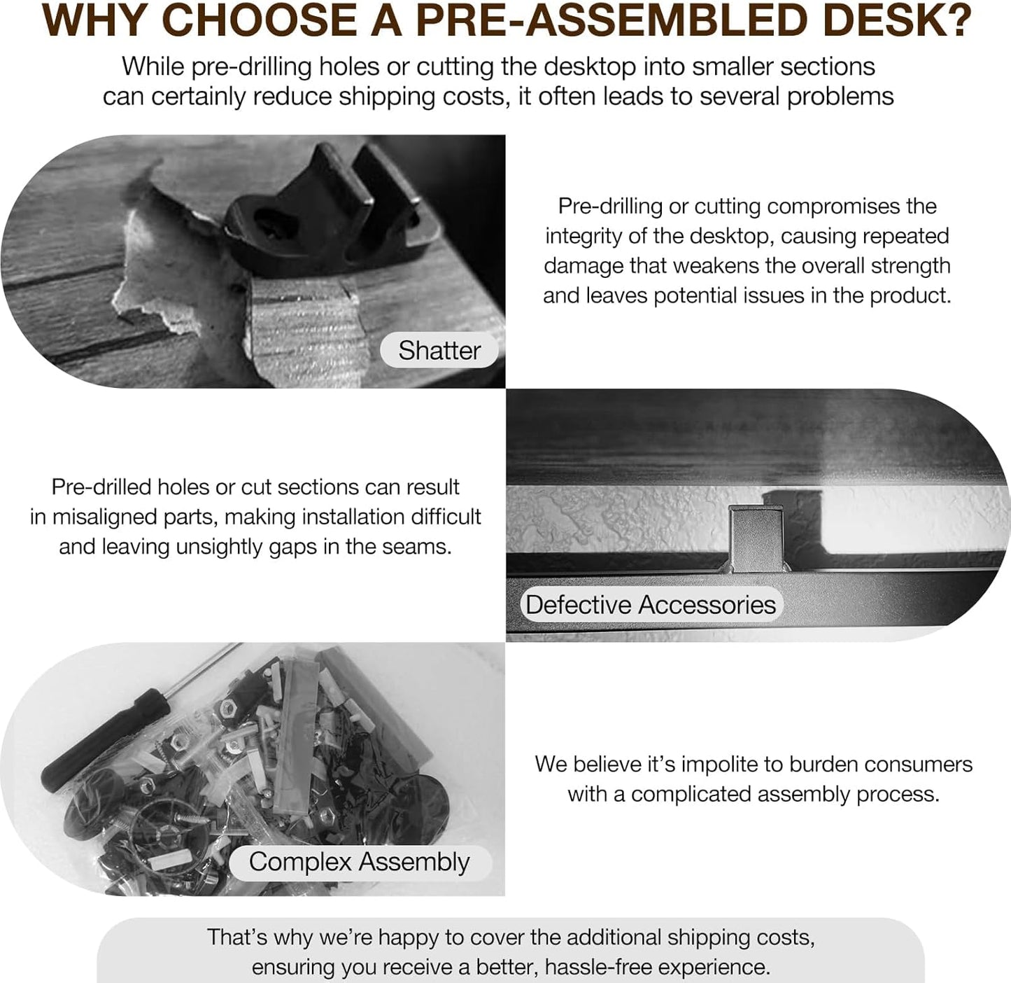 Small Computer Desk Folding Table - 35.8" Foldable Office Desk, No Assembly, Perfect for Small Spaces in Bedroom, Dorm, or Apartment, Portable Mini Desk or Study Table with Compact Design, Brown