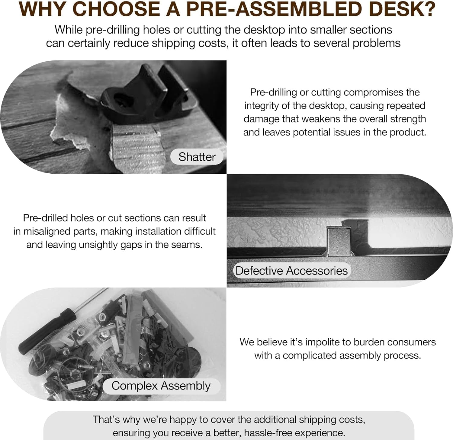 Small Computer Desk Folding Table - 35.8" Foldable Office Desk, No Assembly, Perfect for Small Spaces in Bedroom, Dorm, or Apartment, Portable Mini Desk or Study Table with Compact Design, Brown