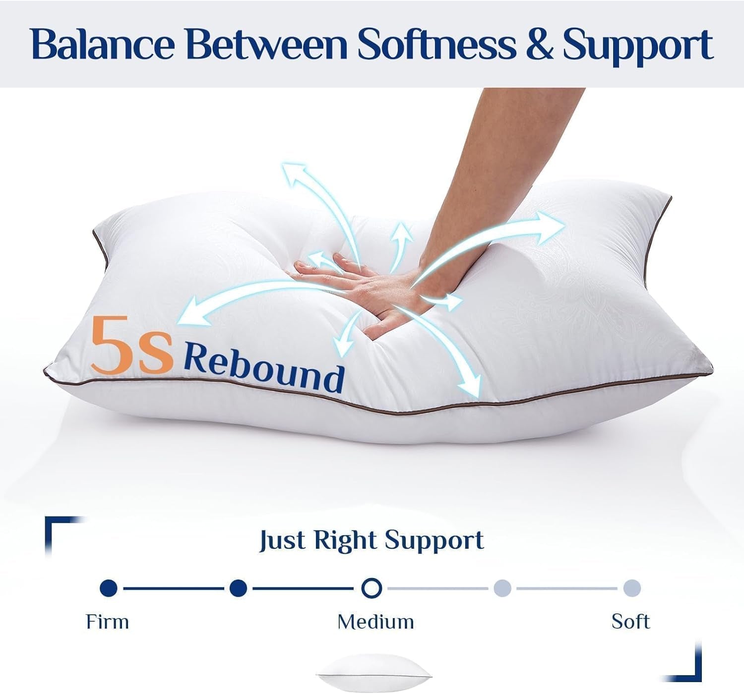 King Size Pillows Set of 2 for Sleeping, Soft and Supportive Bed Pillows with down Alternative Filling for Side and Back Sleepers, Hotel Collection