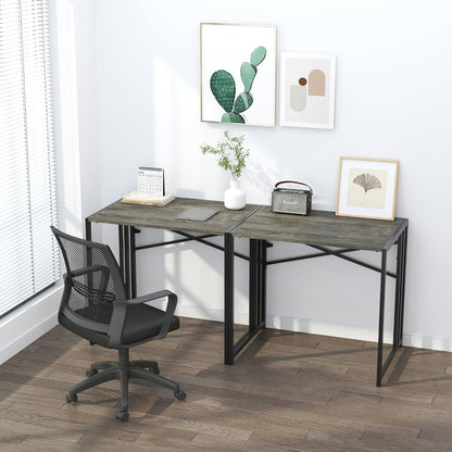 47 Inch Folding Desk, Writing Gaming Computer Camping Table, No Assembly Required Home Office Desk, Natural and White