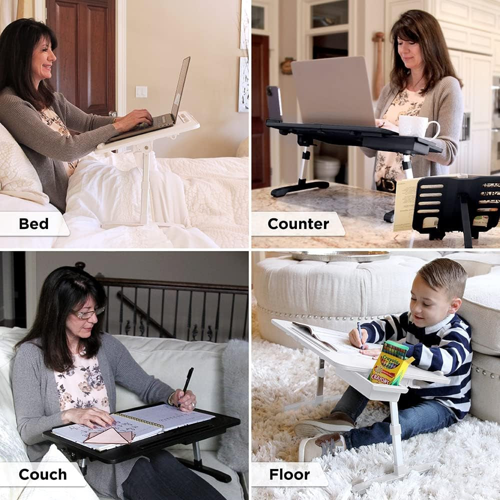 Limitless Totaldesk Portable Modern Workstation and Lap Desk with Adjustable Height & Tilt (Black)