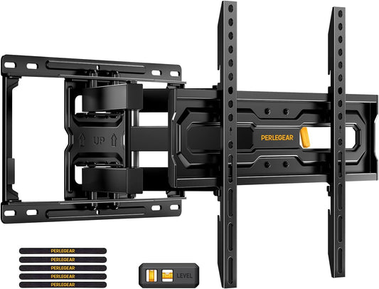 Full Motion TV Mount for 32-65 Inch Tvs up to 99 Lbs, Max VESA 400X400Mm, Fits 16”/12” Wood Studs, Height Adjustable Pre-Assembled TV Wall Mount, Tool-Free Tilt, Swivel & Extension, PGMF21