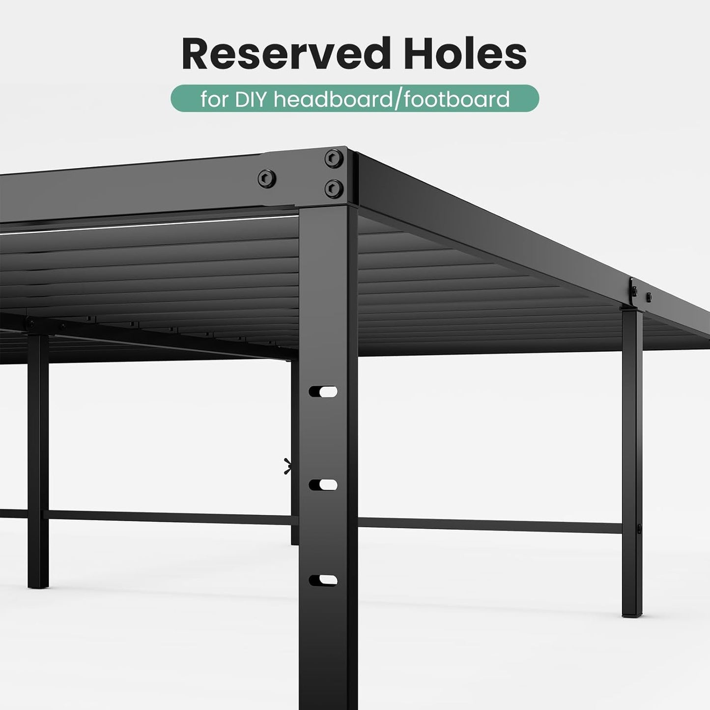 Full Size 18 Inch Platform Bed Frame, Heavy Duty Metal Foundation Frame, Noise-Free Sturdy Steel Slats, Underbed Storage, No Box Spring Needed, Quick Setup