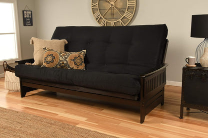 Phoenix Futon Set, Suede Black, Queen