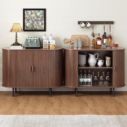 40" Sideboard Buffet Cabinet with Storage, Storage Cabinet with Sliding Door & Adjustable Shelf, Modern Accent Coffee Bar Console Table for Kitchen, Entryway, Walnut
